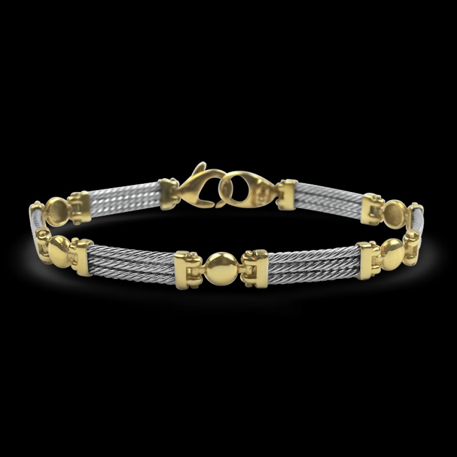 Estate PAGE Estate | Estate 14K Yellow Gold & Stainless-Steel Hinged Cable Link Bracelet