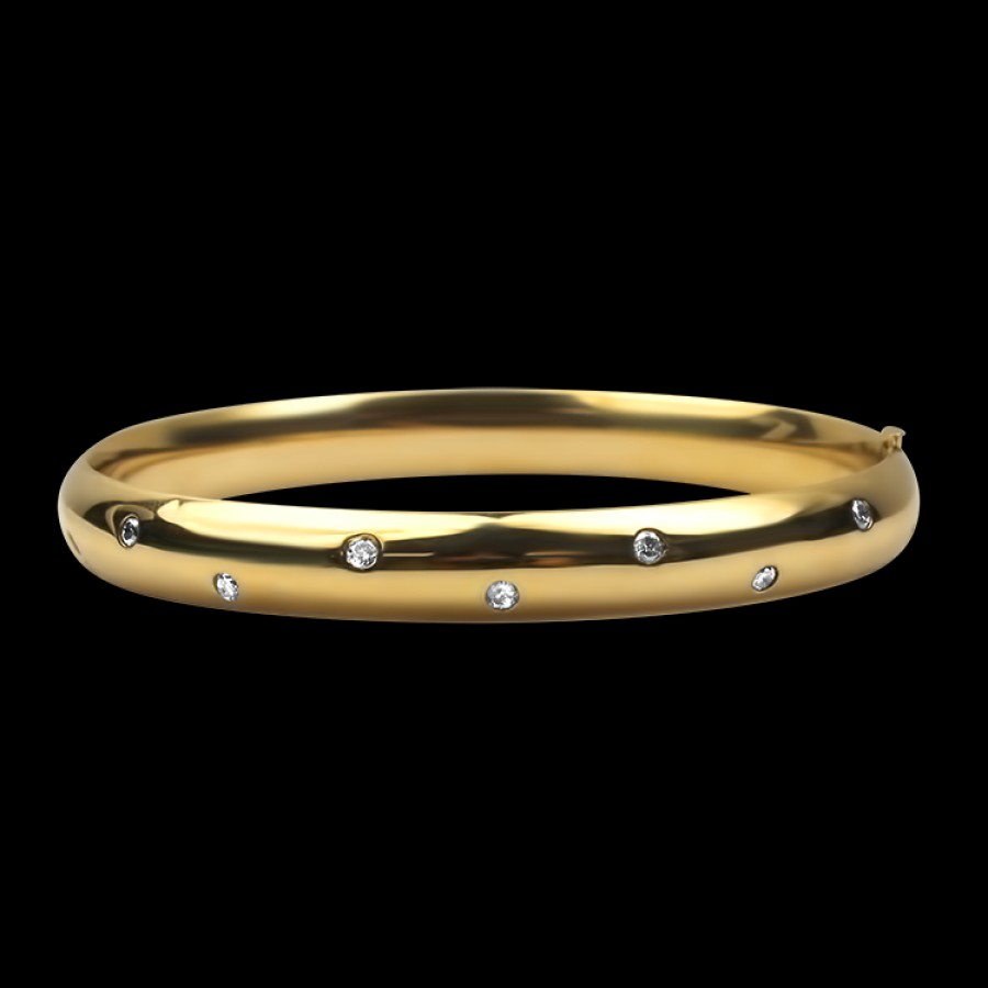 Estate PAGE Estate | Estate 14K Yellow Gold Flush-Set Diamond Bangle