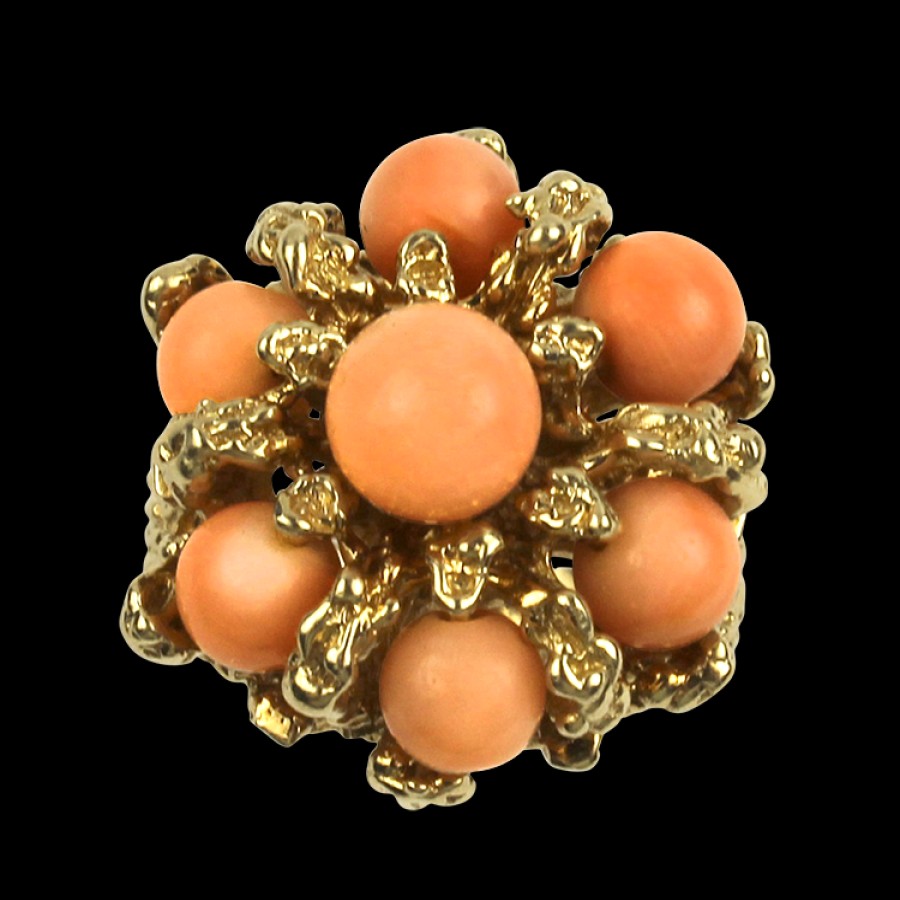 Estate PAGE Estate | Estate 14K Yellow Gold Coral Cluster Ring