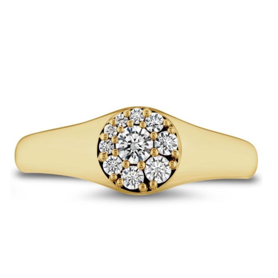 Jewelry Hearts on Fire Diamond Rings | Hearts On Fire Tessa Circle Signet Diamond Cluster Ring - Yellow Gold