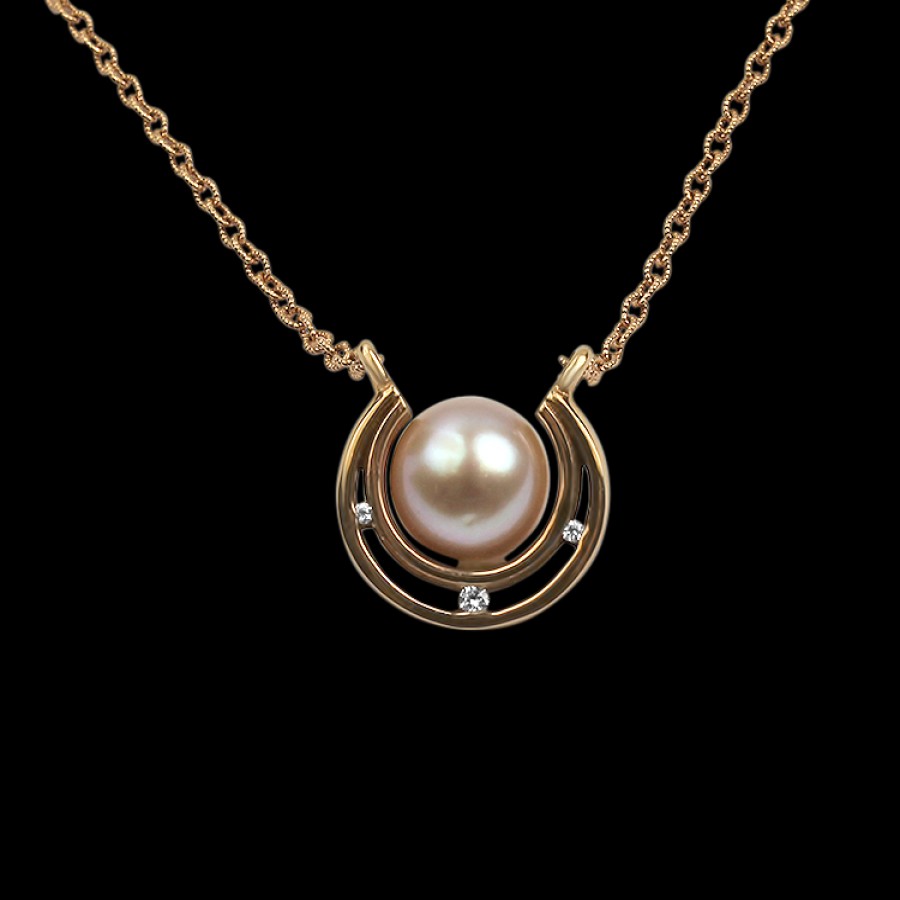 Estate PAGE Estate | Estate 14K Rose Gold Pearl & Diamond Necklace