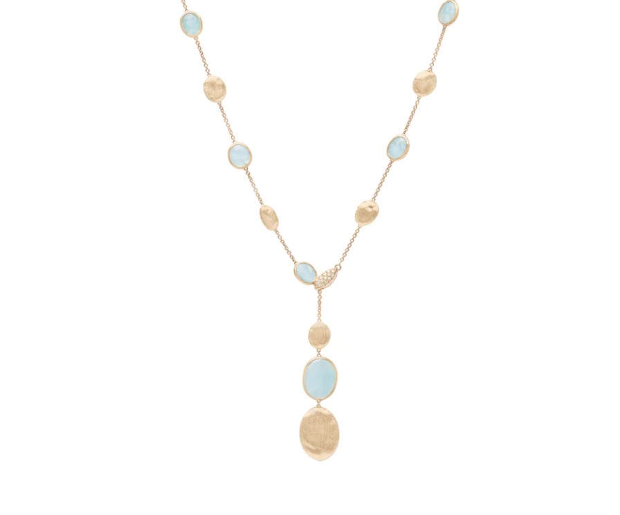 Jewelry Marco Bicego Diamond Necklaces & Pendants | Marco Bicego 18K Yellow Gold, Aquamarine And Diamond Necklace