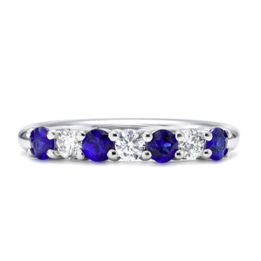 Jewelry Mark Henry Diamond Rings | Mark Henry 18K White Gold "Everlong Slim Nine Stone" Sapphire And Diam