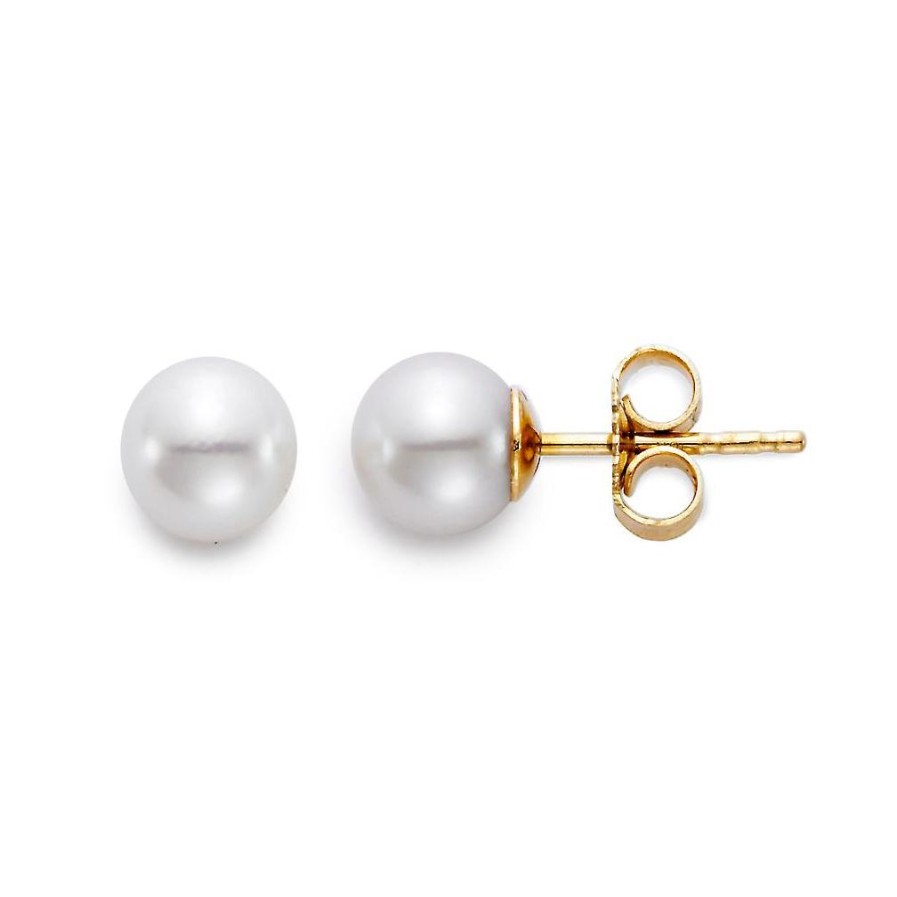 Jewelry Mastoloni Stud Earrings | Mastoloni Freshwater Yellow Gold Pearl Stud Earrings