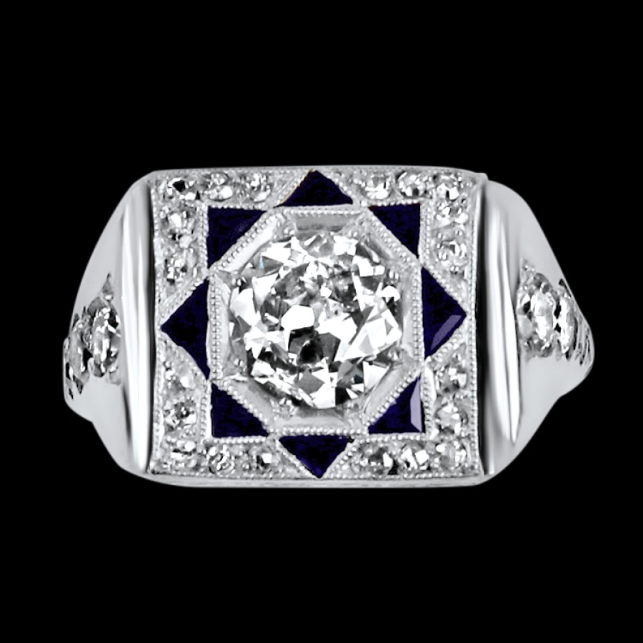 Estate PAGE Estate | Estate Platinum Vintage Diamond & Sapphire Ring