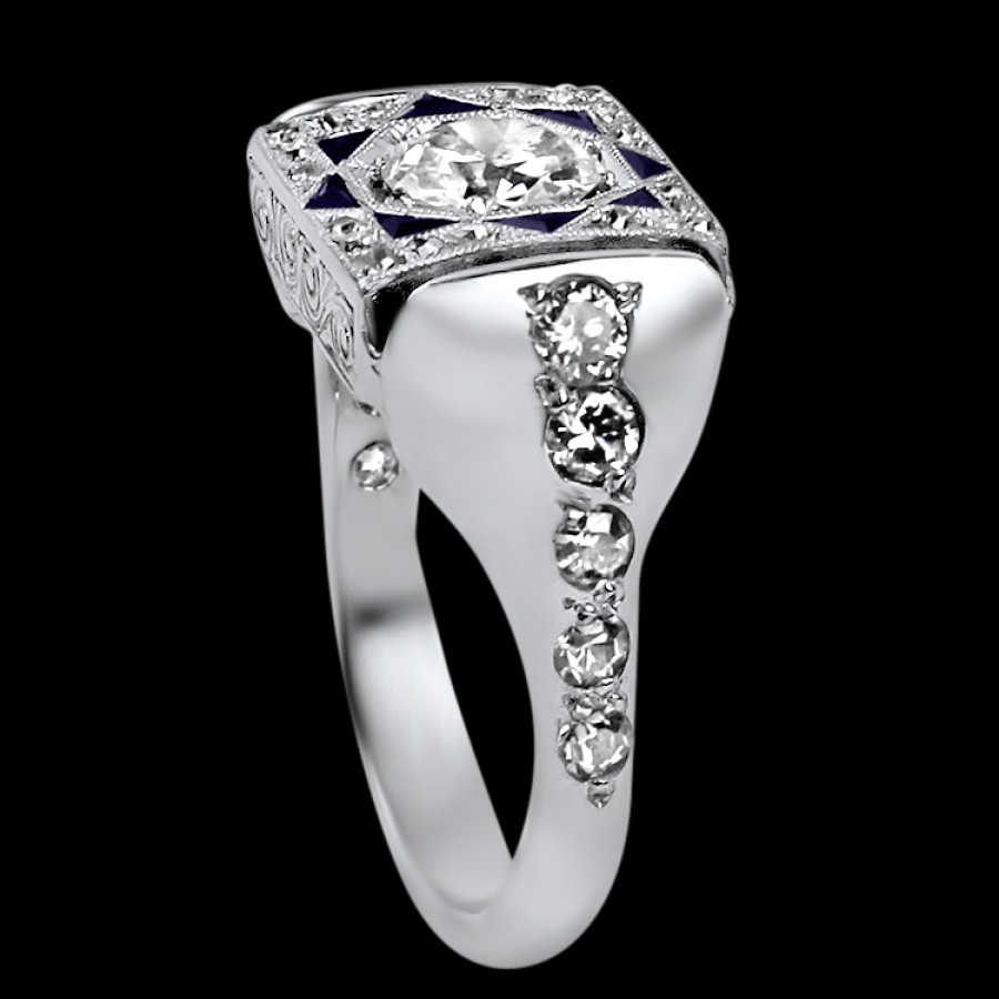 Estate PAGE Estate | Estate Platinum Vintage Diamond & Sapphire Ring