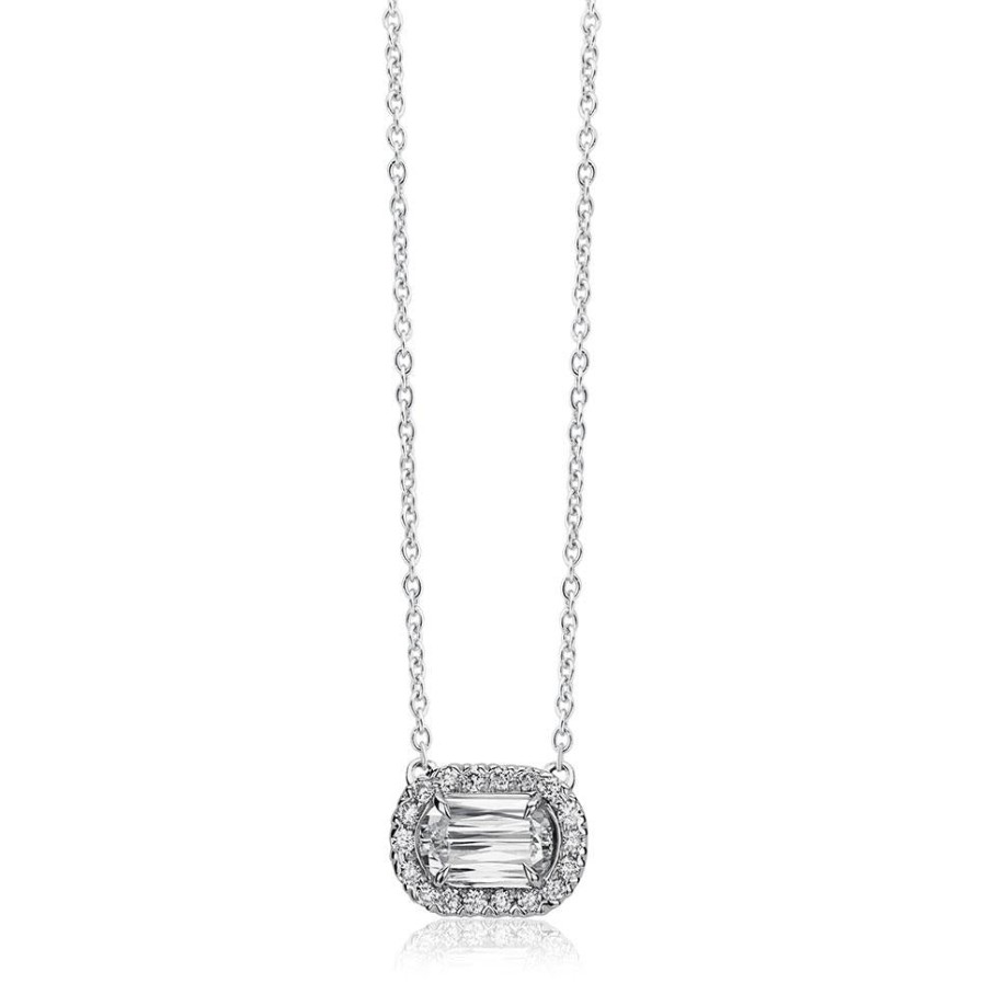 Jewelry Christopher Designs Diamond Necklaces & Pendants | Christopher Designs 14K White Gold L'Amour Crisscut .56Ct Diamond Halo