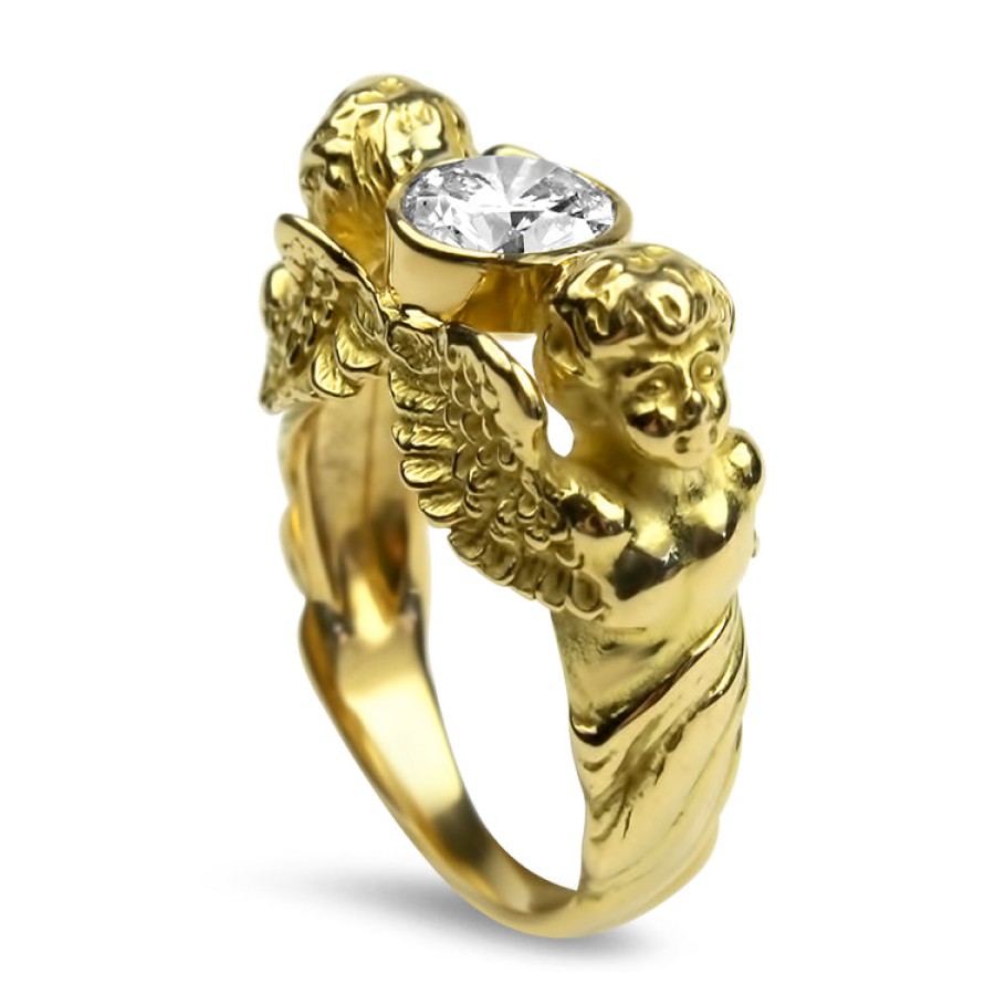 Estate PAGE Estate | Estate 18K Yellow Gold 1.17Cts Diamond Guardian Angel Ring