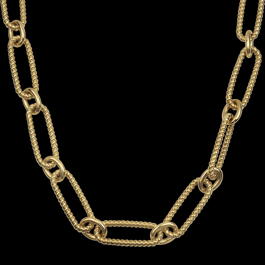 Jewelry Roberto Coin Chains | Roberto Coin Designer Gold 18K Yellow Gold 17.5" Oval Link Necklace