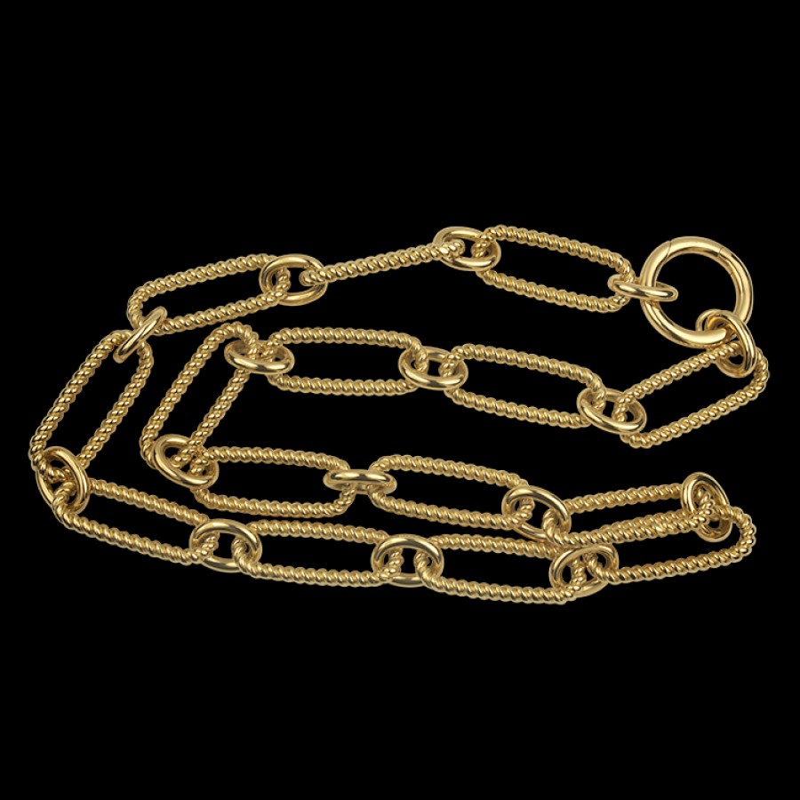 Jewelry Roberto Coin Chains | Roberto Coin Designer Gold 18K Yellow Gold 17.5" Oval Link Necklace