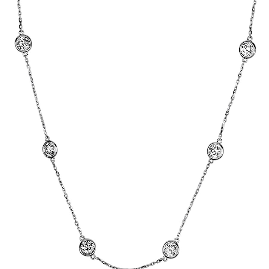 Jewelry David Weisz Diamond Necklaces & Pendants | David Weisz 18K White Gold Diamond By The Yard Bezel Necklace - 4.02Ct