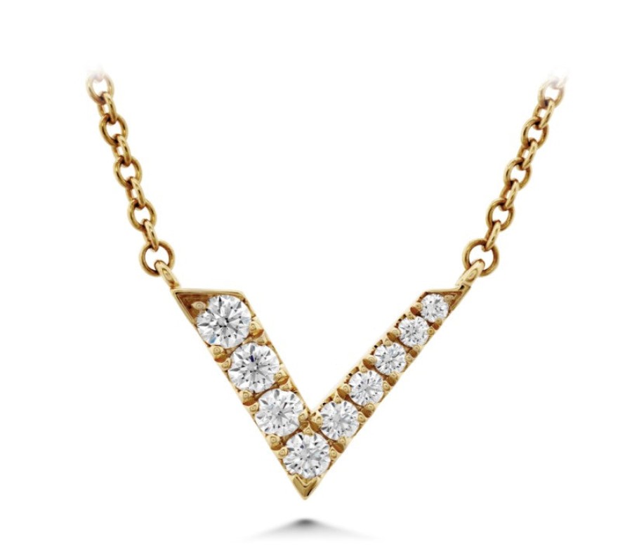 Jewelry Hearts on Fire Diamond Necklaces & Pendants | Hearts On Fire 18K Yellow Gold "Charmed V" Diamond Necklace