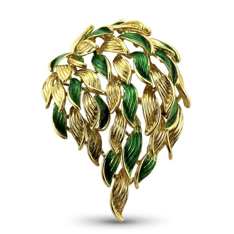 Estate PAGE Estate | Estate Enameled Leaf Brooch