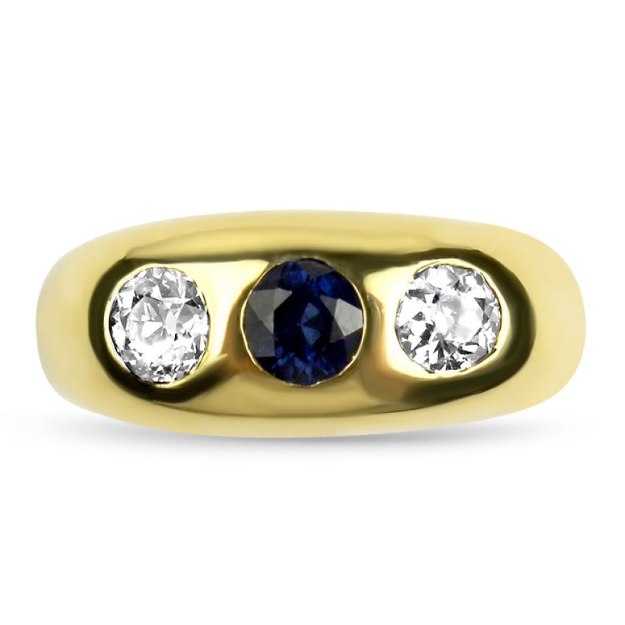 Estate PAGE Estate | Estate 18K Yellow Gold Sapphire & Diamond Gypsy Ring