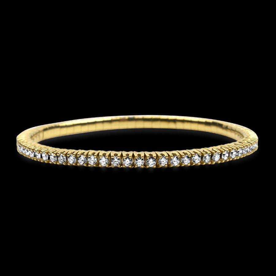 Jewelry David Weisz Tennis + Line Bracelets | David Weisz 18K Yellow Gold 3.23Cts. Diamond Stretch Bracelet