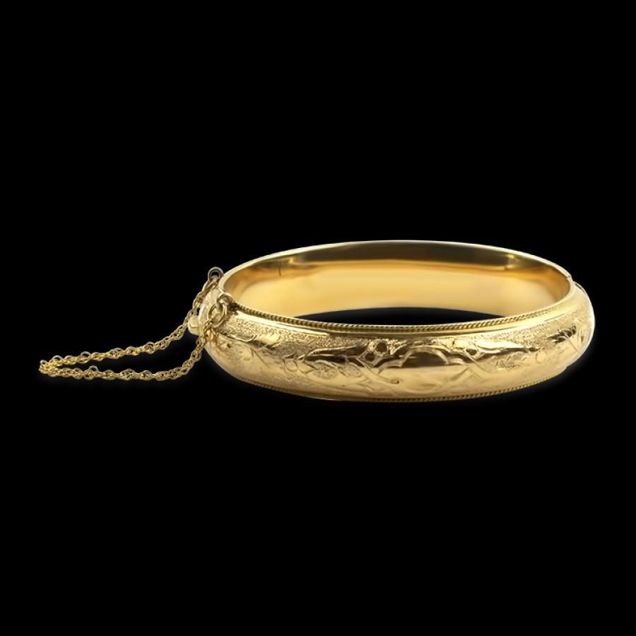 Estate PAGE Estate | Estate 14K Yellow Gold Engraved Bangle Bracelet