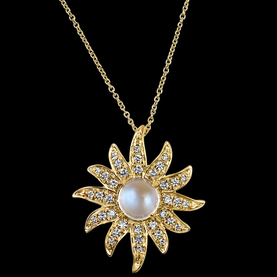 Jewelry Mark Henry Diamond Necklaces & Pendants | Mark Henry 18K Yellow Gold Diamond And Moonstone Necklace