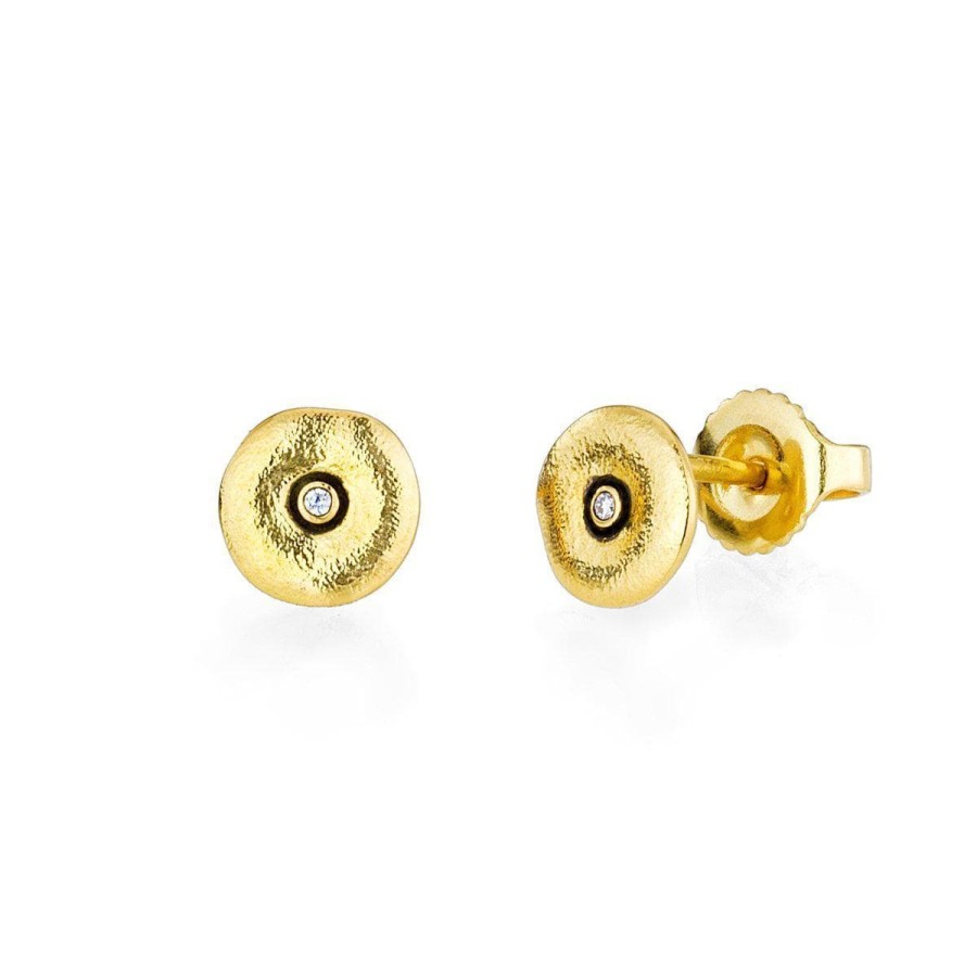 Jewelry Alex Sepkus Diamond Earrings | Alex Sepkus 18K Yellow Gold Orchard Diamond Disc Stud Earrings