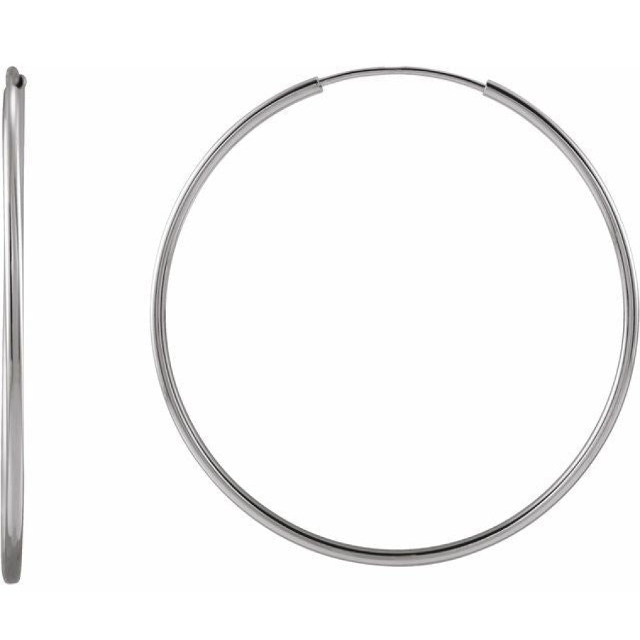 Jewelry Springer's Collection Hoop Earrings | Large Endless Tube Hoop Earrings - White Gold