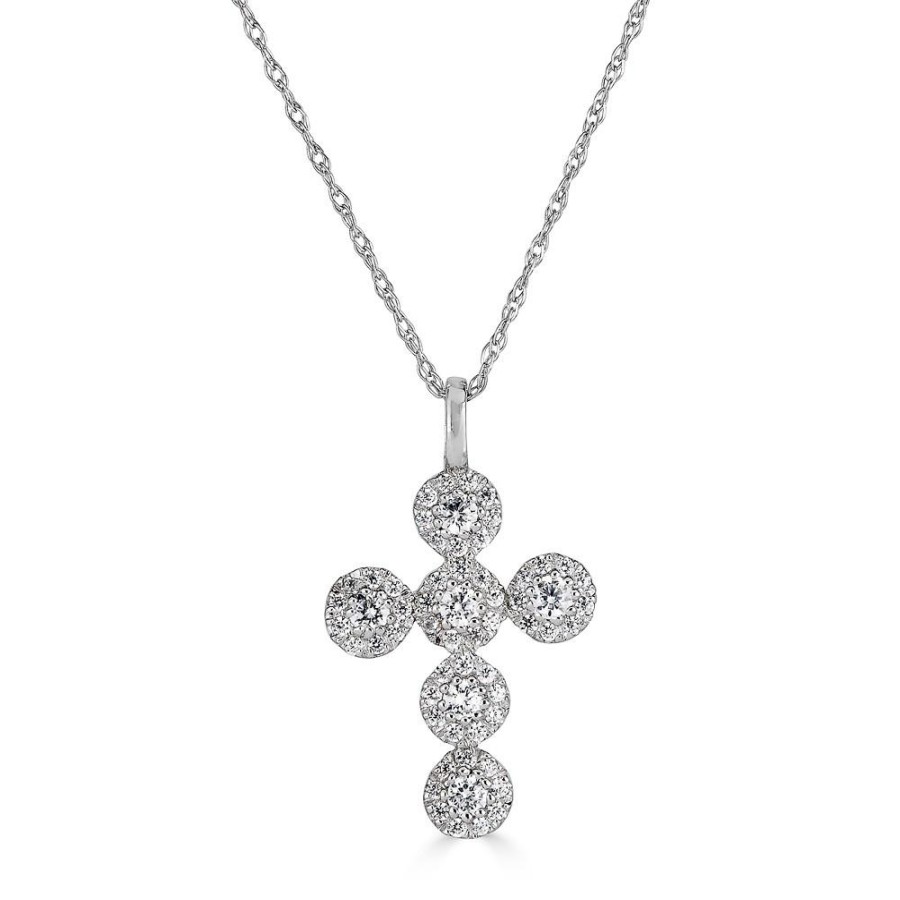 Jewelry Sincerely, Springer's Diamond Necklaces & Pendants | Sincerely, Springer'S Diamond Halo Cross Necklace - White Gold