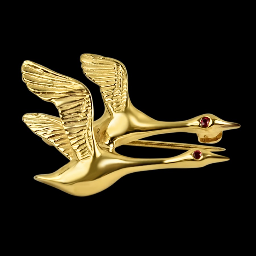 Estate PAGE Estate | Estate 14K Yellow Gold "Geese Mate For Life" Brooch