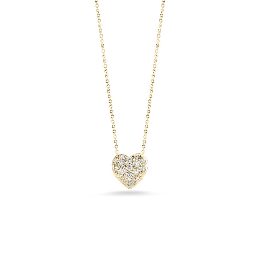 Jewelry Roberto Coin Diamond Necklaces & Pendants | Roberto Coin Tiny Treasures 18K Yellow Gold Diamond Puffed Heart Neckl