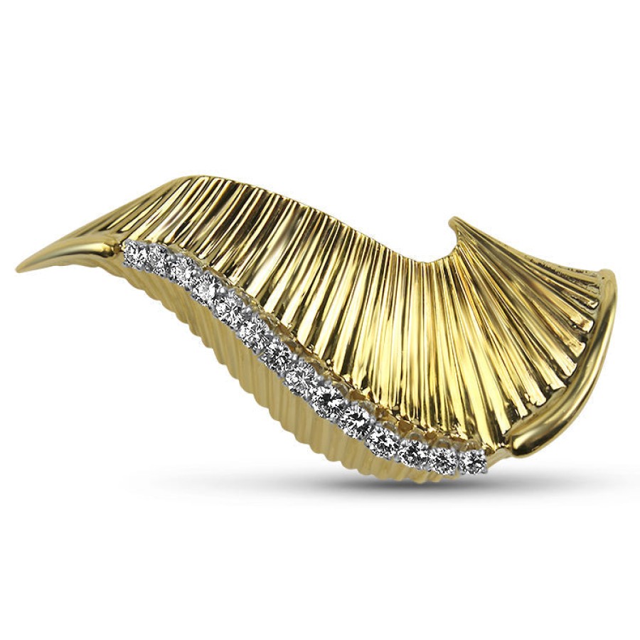 Estate PAGE Estate | Estate Yellow Gold & Diamond Fluted Brooch