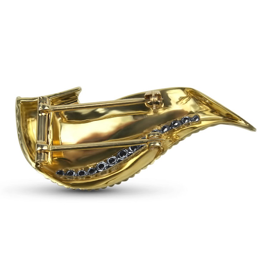 Estate PAGE Estate | Estate Yellow Gold & Diamond Fluted Brooch