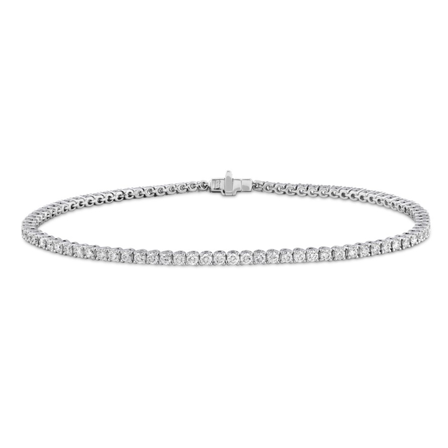 Jewelry Memoire Tennis + Line Bracelets | Memoire 18K White Gold Classic 4-Prong Diamond Line Tennis Bracelet