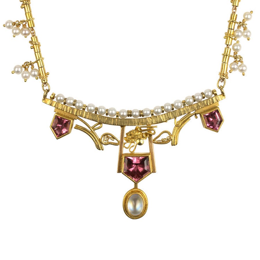 Estate PAGE Estate | Estate 18K And 22K Yellow Gold Pink Tourmaline, Moonstone, And Pearl N