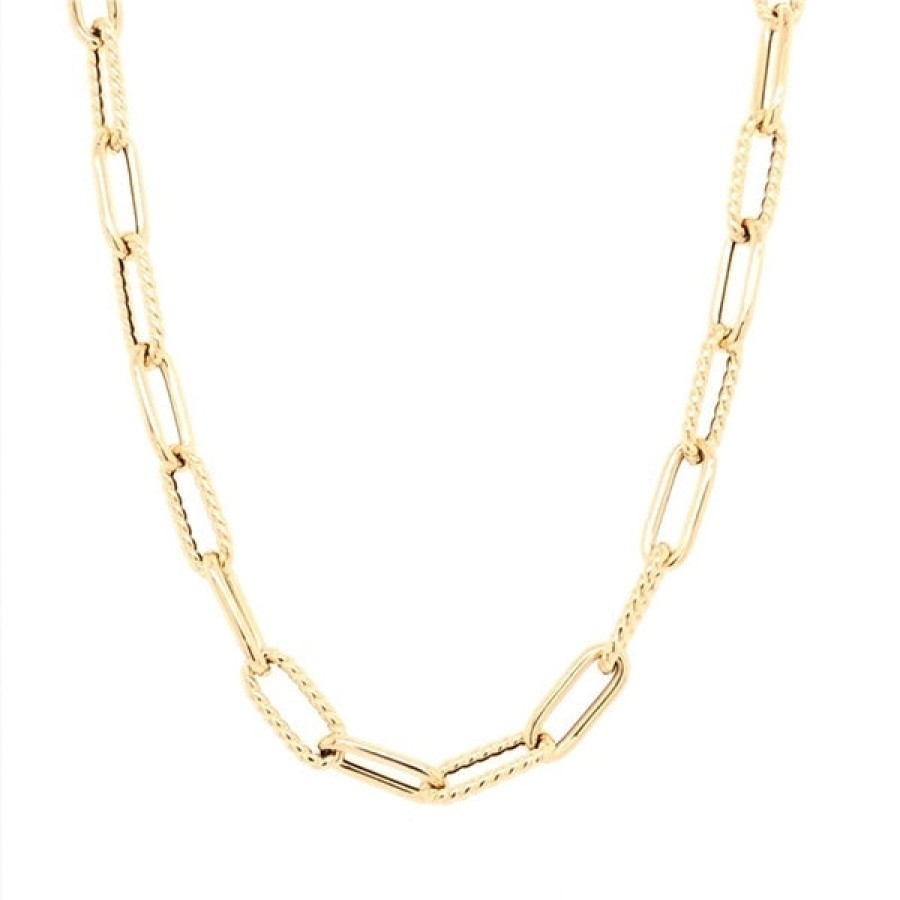 Jewelry Roberto Coin Chains | Roberto Coin Designer Gold 18K Yellow Gold 17" Alternating Paperclip N