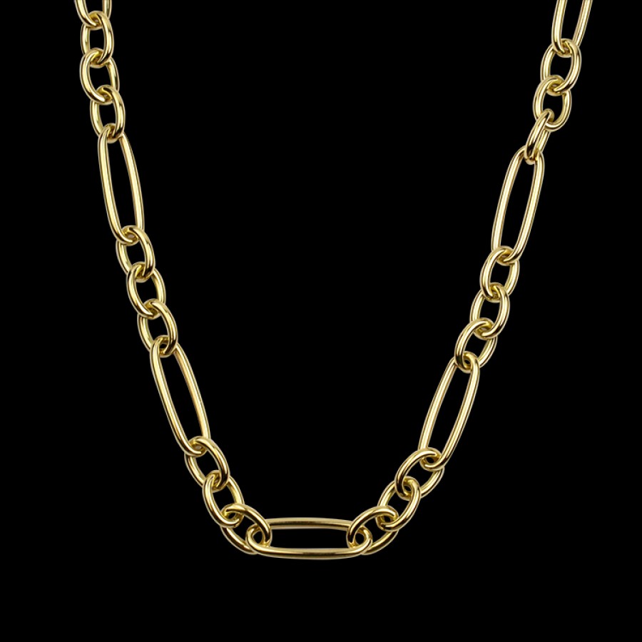 Jewelry Roberto Coin Chains | Roberto Coin Designer Gold 18K Yellow Gold Alternating Oval Link 18" N