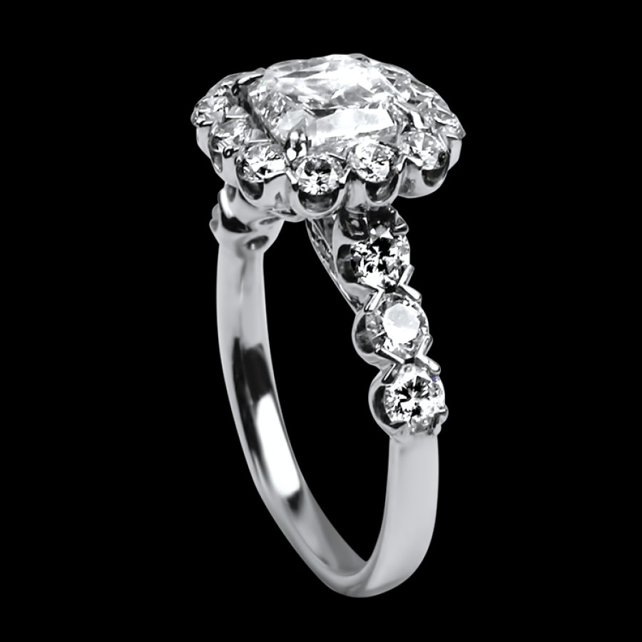 Estate Christopher Designs Bridal | Estate Christopher Designs 14K White Gold 1.70Cts Cushion Diamond Enga