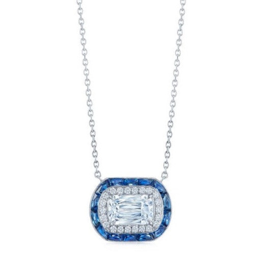 Jewelry Kwiat Diamond Necklaces & Pendants | Kwiat 18K White Gold Kwiat Ashoka® Diamond And Sapphire Necklace