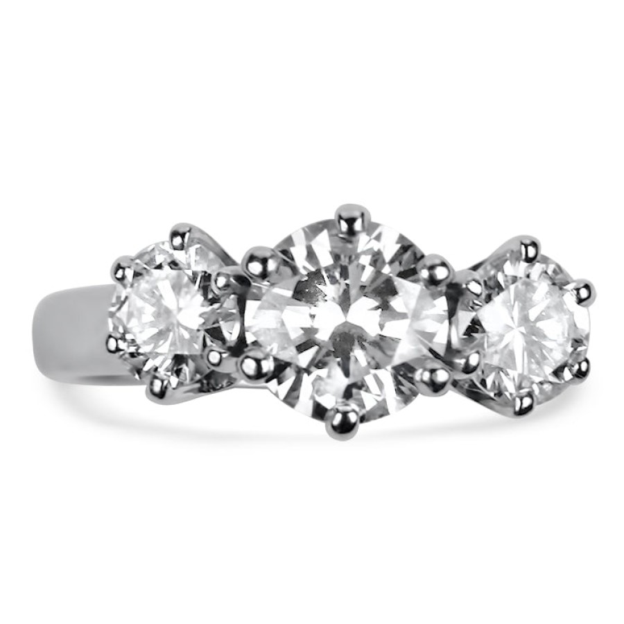 Estate PAGE Estate | Estate 14K White Gold Three-Stone 6-Prong Diamond Engagement Ring