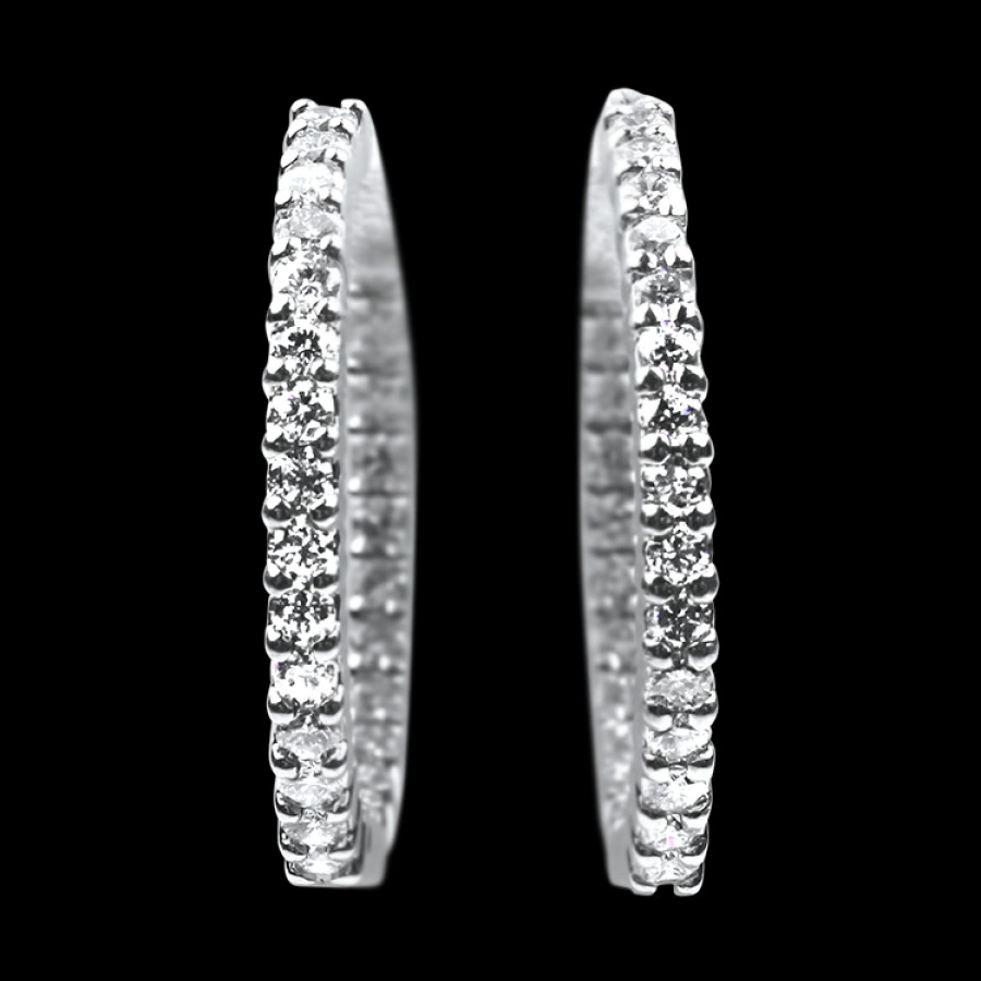 Estate Roberto Coin | Roberto Coin Estate 18K White Gold Diamond Hoop Earrings