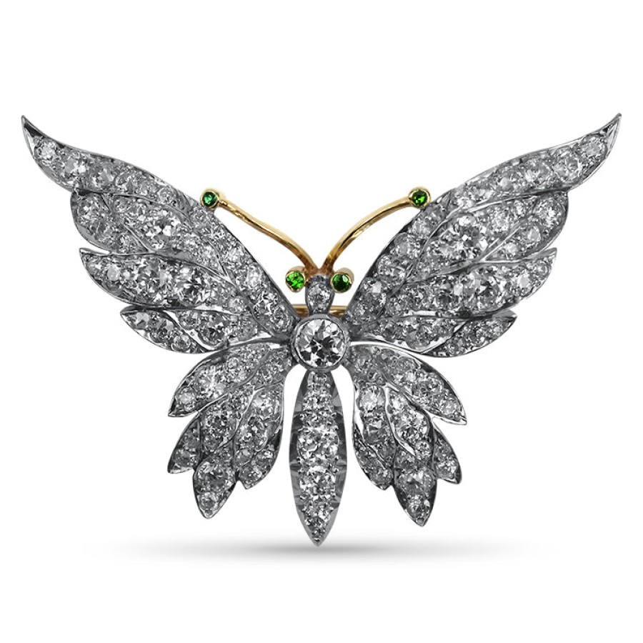 Estate PAGE Estate | Estate Platinum 18K Yellow Gold Edwardian Diamond Butterfly Brooch