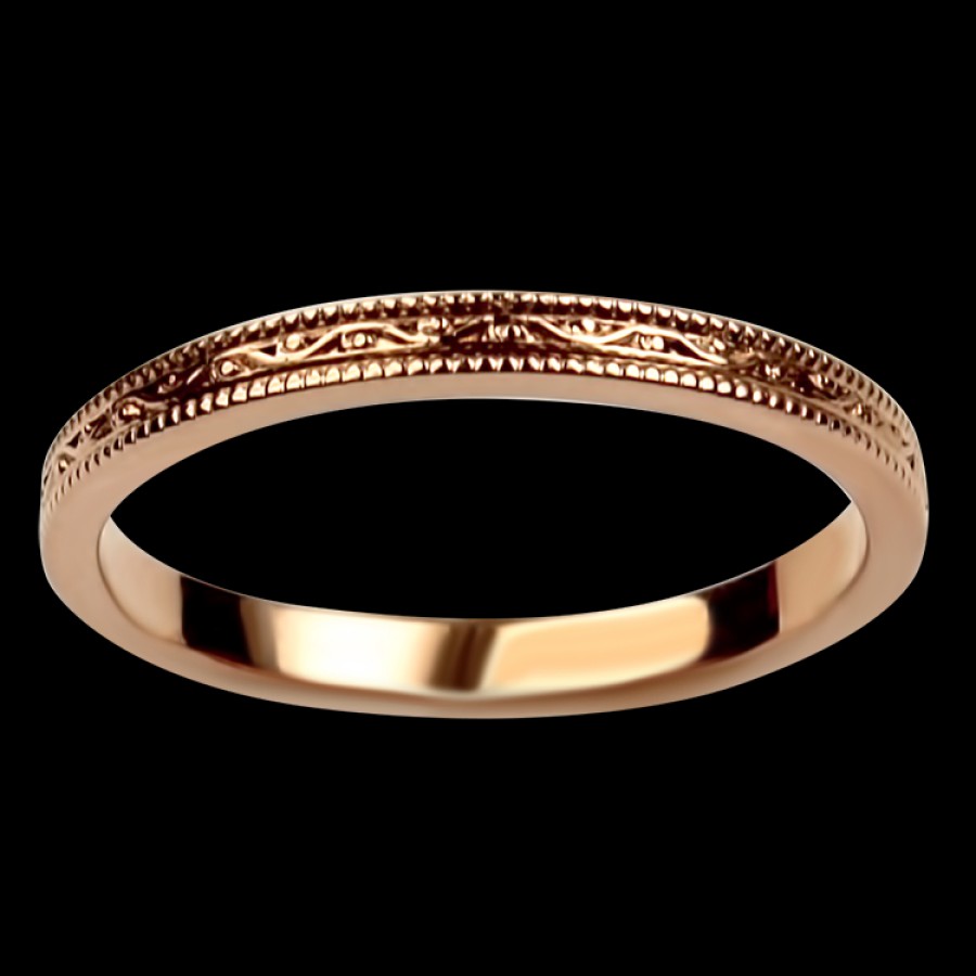 Estate PAGE Estate | Estate 14K Rose Gold Scroll Engraved Wedding Band