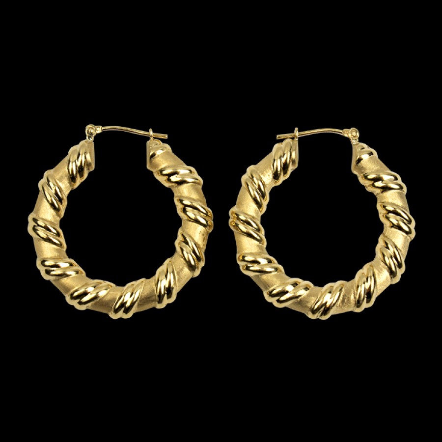 Estate PAGE Estate | Estate 14K Yellow Gold Puffed Ribbon Hoop Earrings