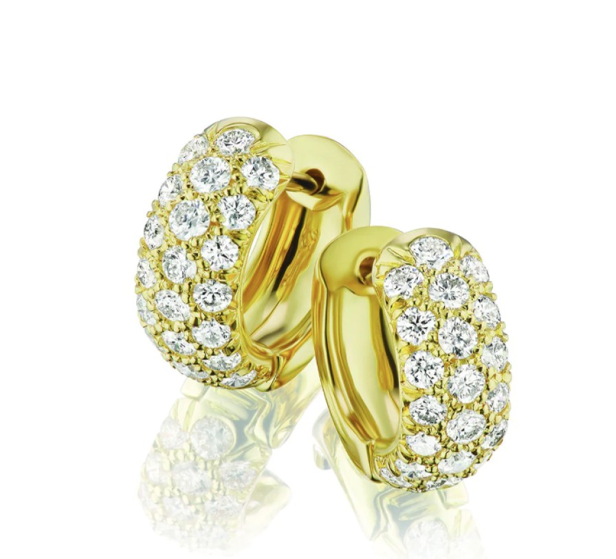 Jewelry Springer's Collection Diamond Earrings | Springer'S Collection 18K Yellow Gold And Diamond Huggie Earrings