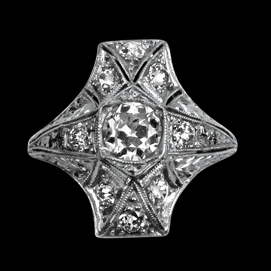 Estate PAGE Estate | Estate Platinum Antique Reproduction Style Old European Cut Diamond Ri