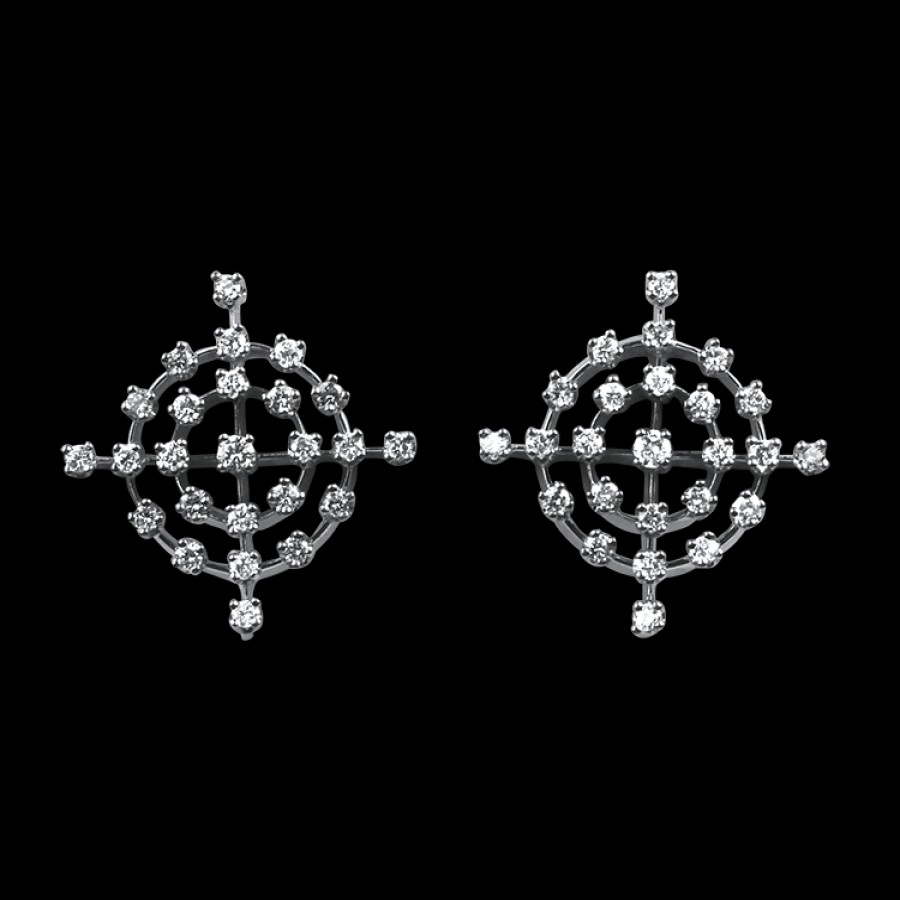 Estate Estate AGA Correa | Estate 14K White Gold "Center Of Affection" Diamond Stud Earrings