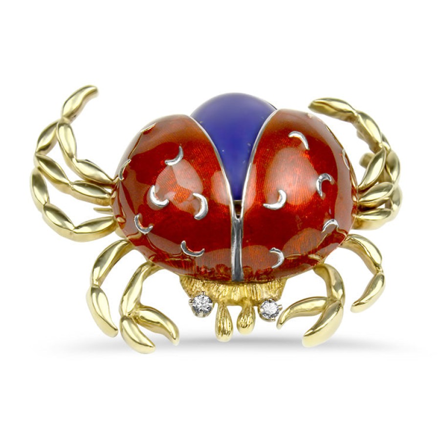 Estate Estate Tiffany & Co. | Tiffany & Co. Estate 18K Yellow Gold Beetle Enameled Pin