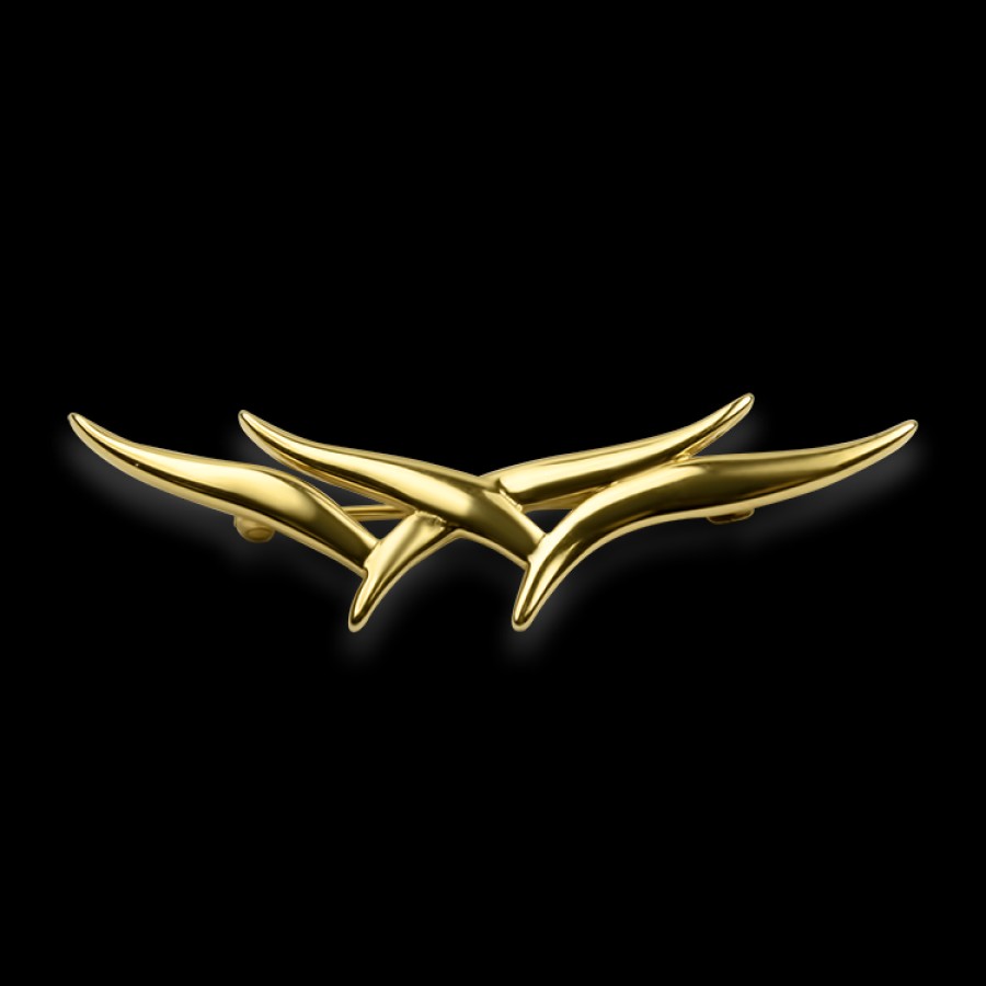 Estate PAGE Estate | Estate 14K Yellow Gold Stylized Birds Brooch