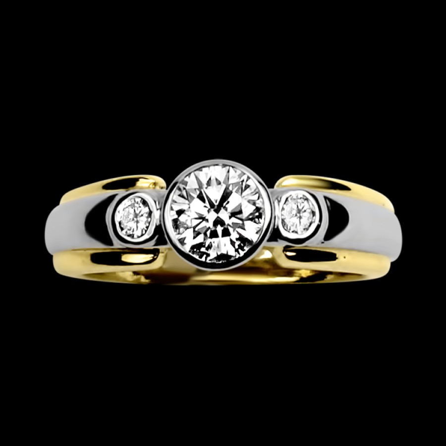 Estate PAGE Estate | Estate 14K Yellow & White Gold Contemporary Three-Stone Bezel Diamond