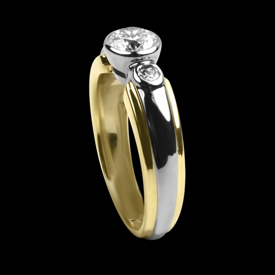 Estate PAGE Estate | Estate 14K Yellow & White Gold Contemporary Three-Stone Bezel Diamond