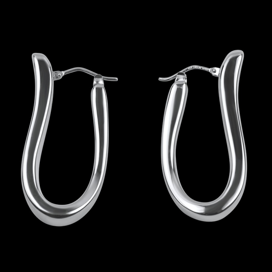 Estate PAGE Estate | Estate 14K White Gold Freeform Hoop Earrings