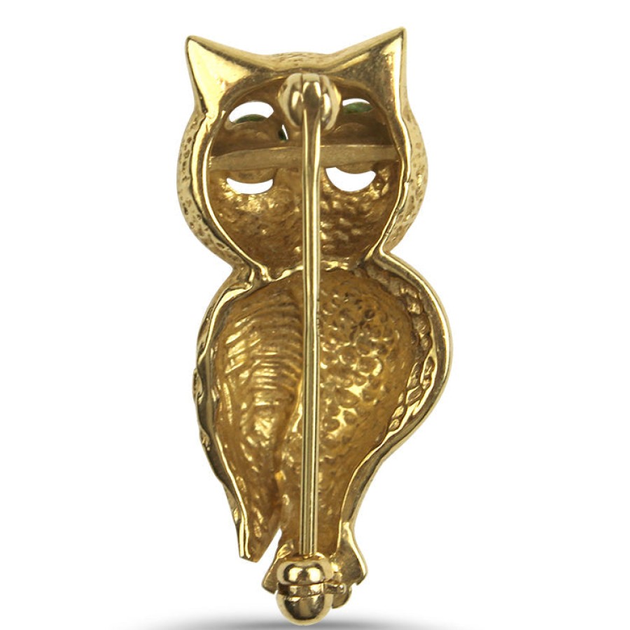 Estate PAGE Estate | Estate 14K Yellow Gold Tsavorite Garnet Owl Pin