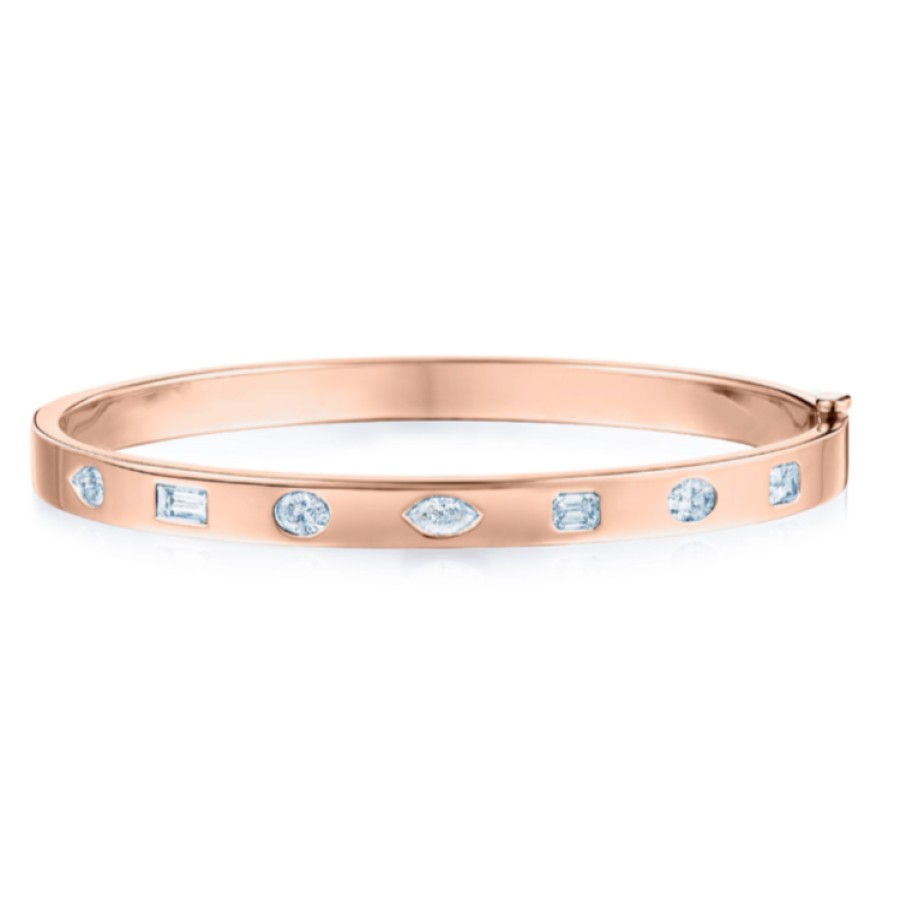 Jewelry Kwiat Bangle Bracelets | Kwiat 18K Rose Gold Fancy Shape Diamond Slim Bangle Bracelet