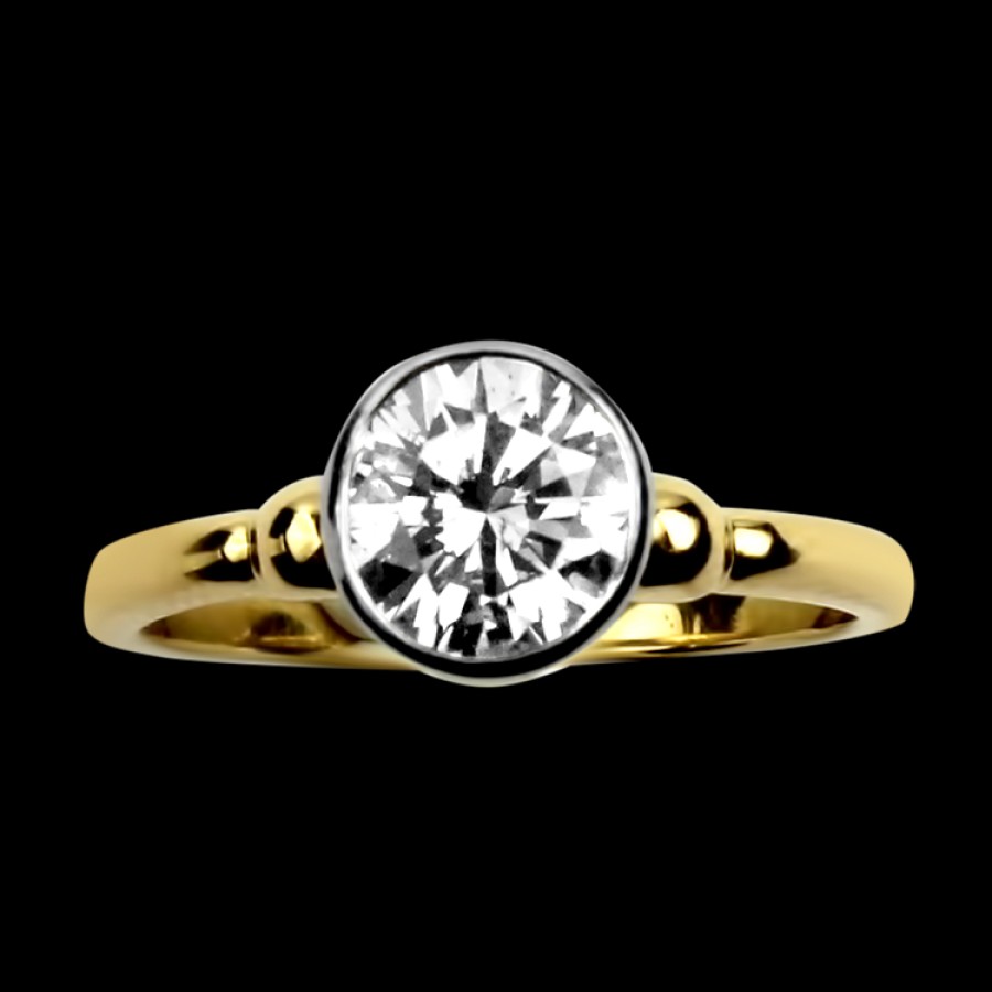 Estate PAGE Estate | Estate 18K Yellow Gold & Platinum Solitaire Bezel 1.14Cts Diamond Enga